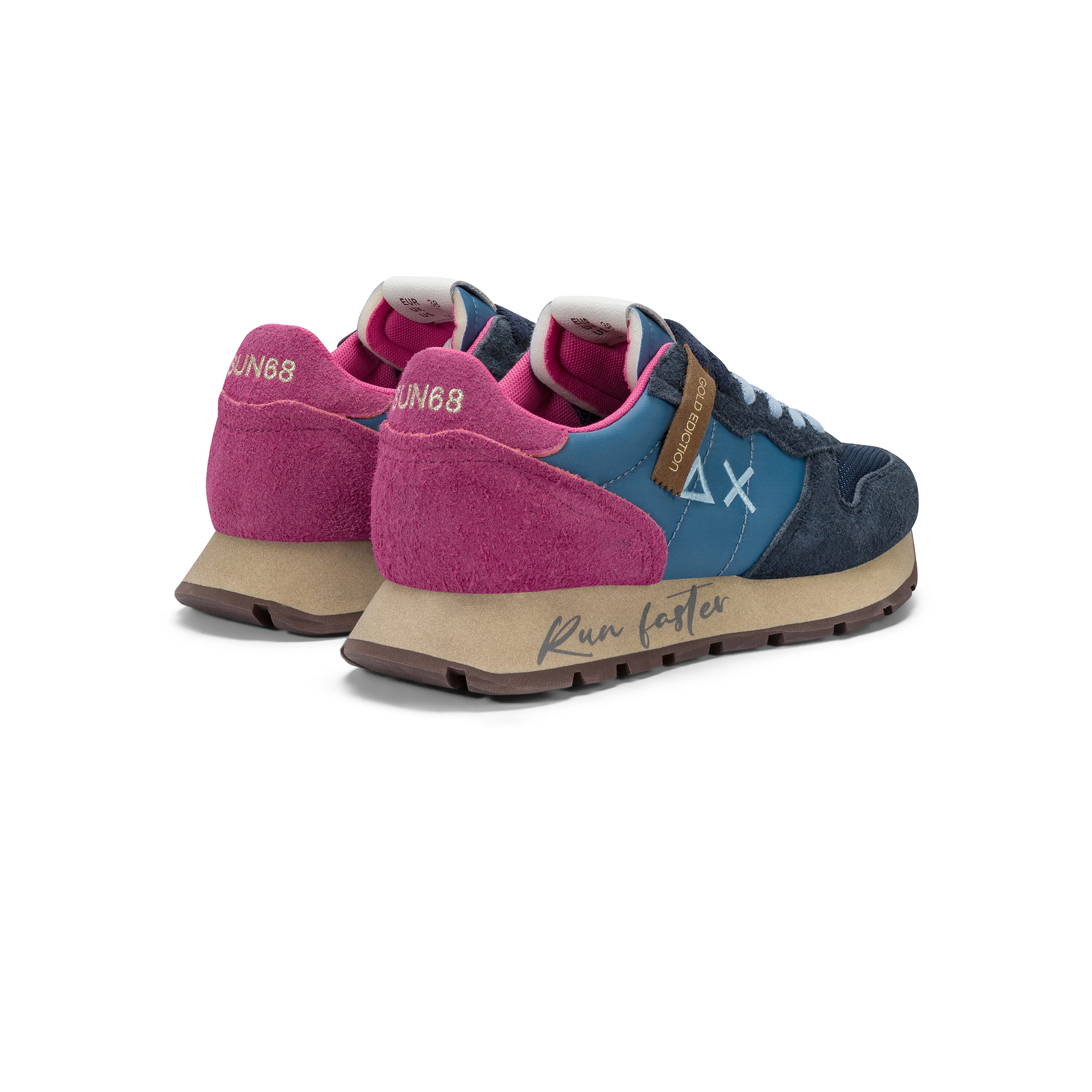 Sneakers Donna SUN68 "Ally Vintage" Blu con Dettagli Rosa