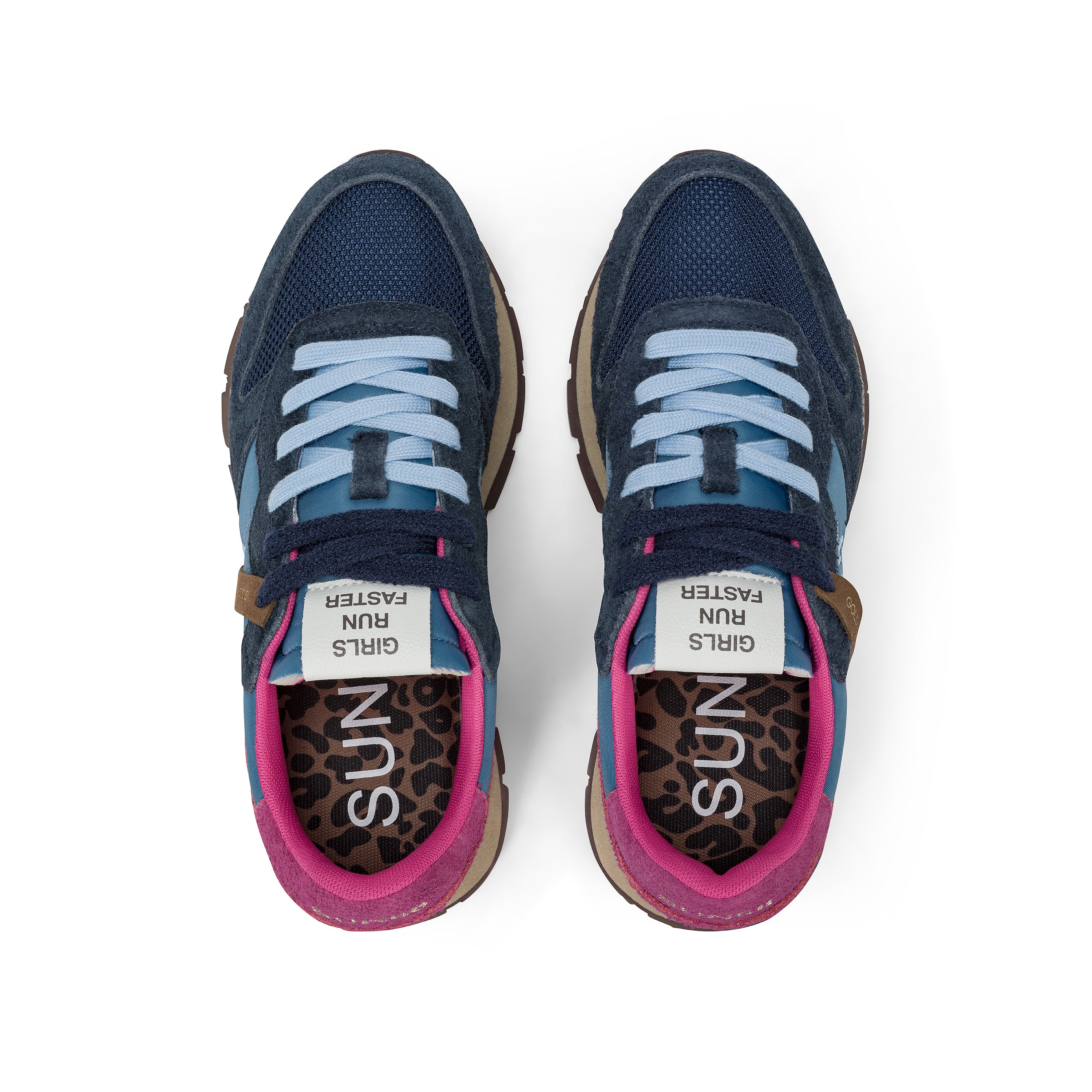 Sneakers Donna SUN68 "Ally Vintage" Blu con Dettagli Rosa