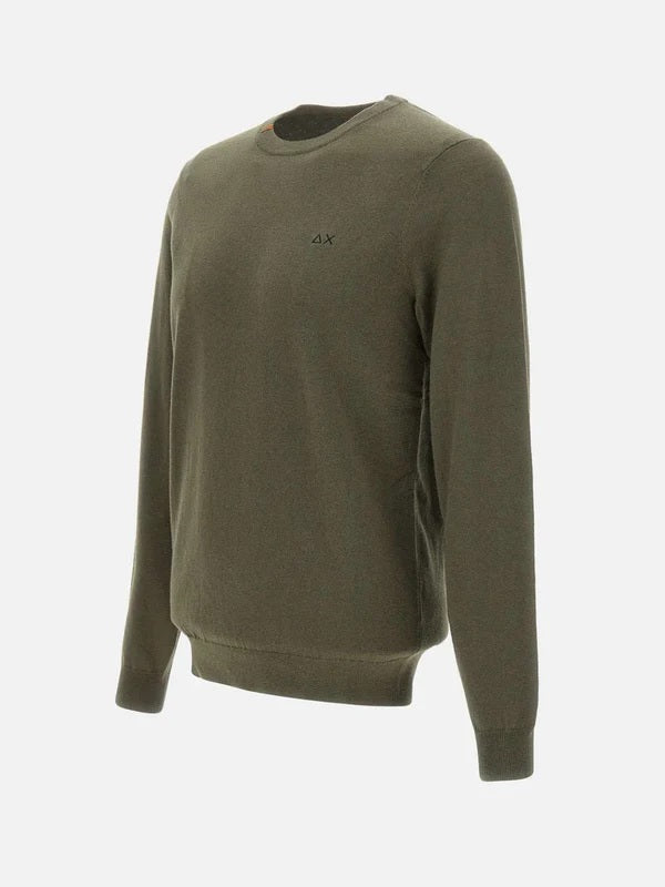 Maglione verde militare in Lana e Cotone