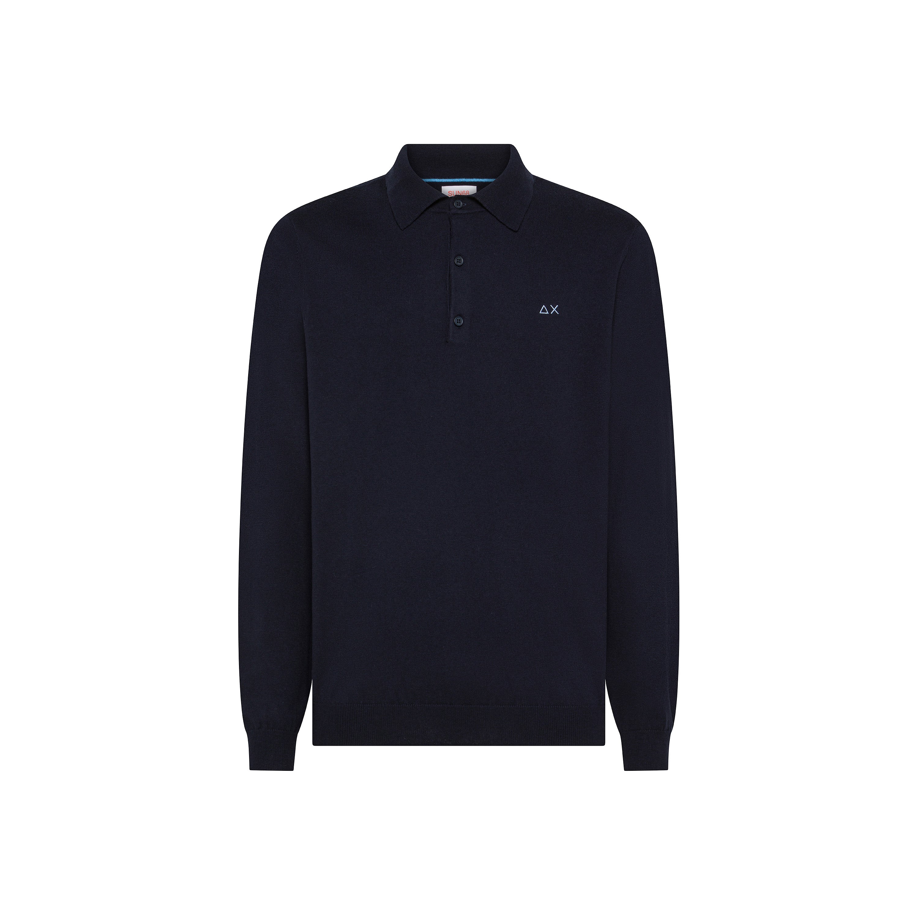 Polo Navy Blue Sun68 a Maniche Lunghe in Lana e Cotone
