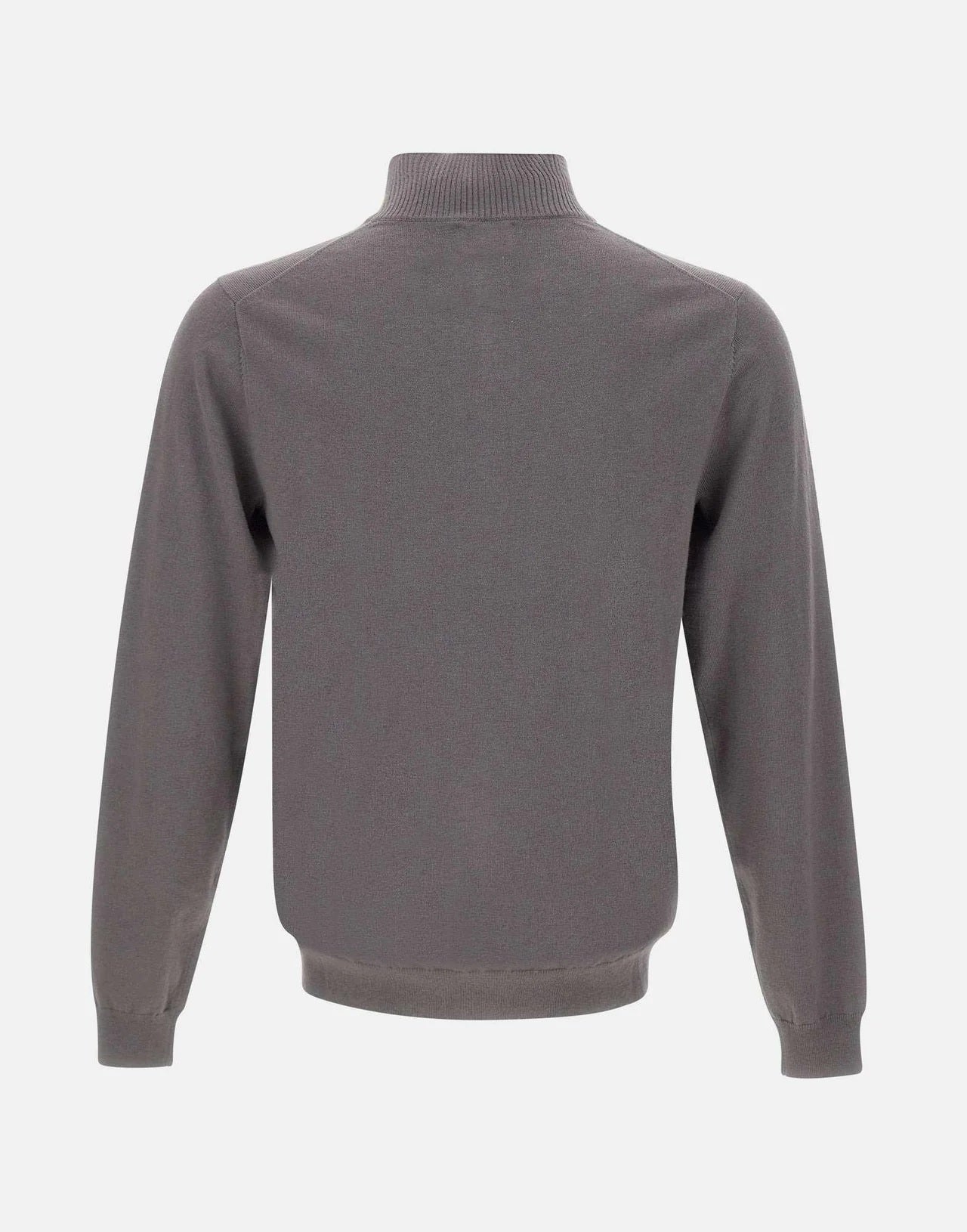 Maglia Uomo "Half Zip Sweater" Grigio Scuro in Lana Merino e Cotone
