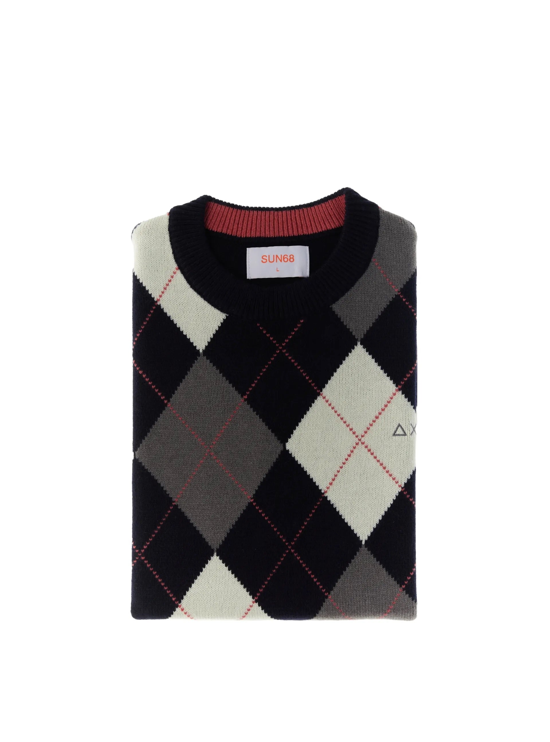 Maglia "Sweater Argyle Warm" Navy Blu e Grigio Scuro