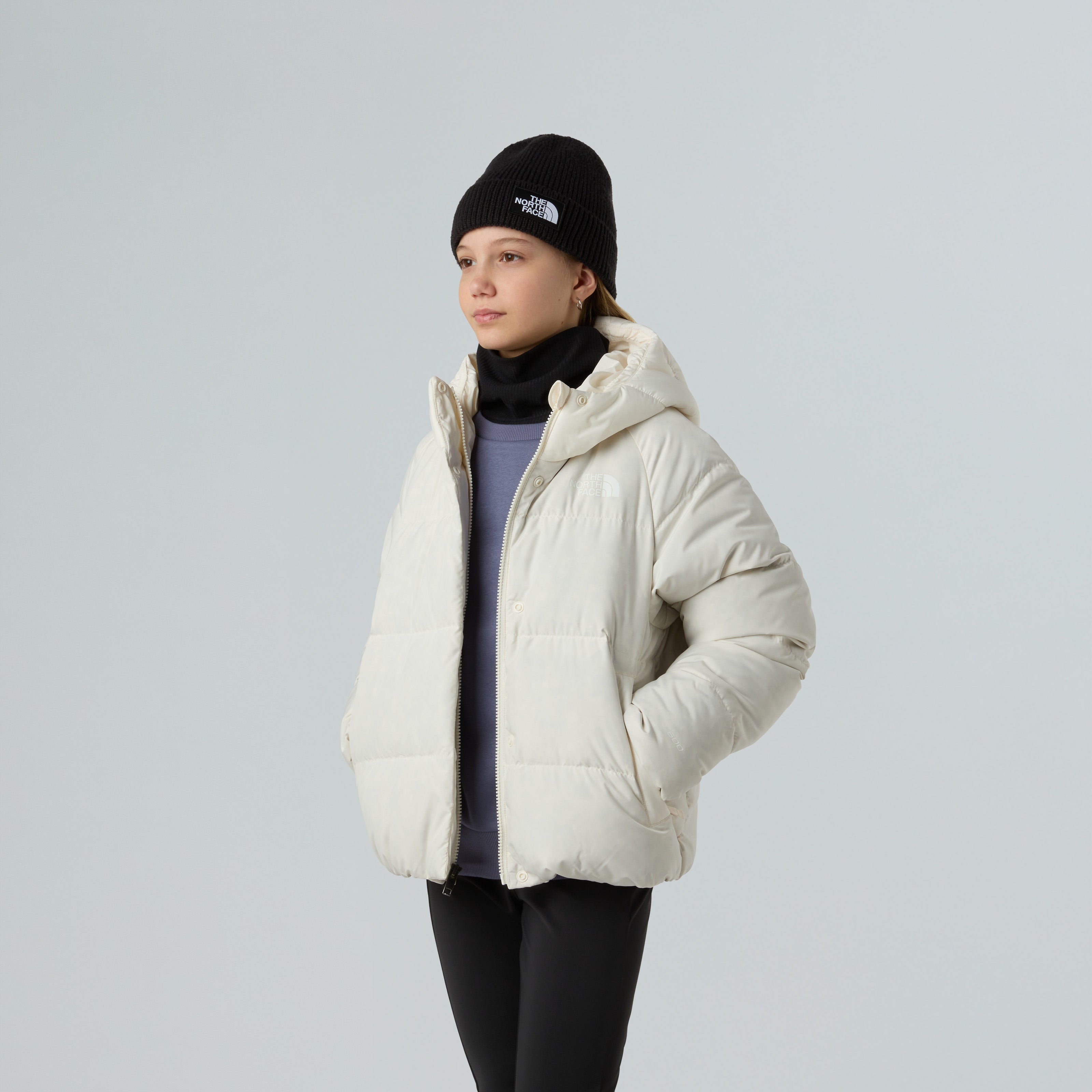 Piumino con cappuccio "North Down" bianco in piumino riciclato 600-fill