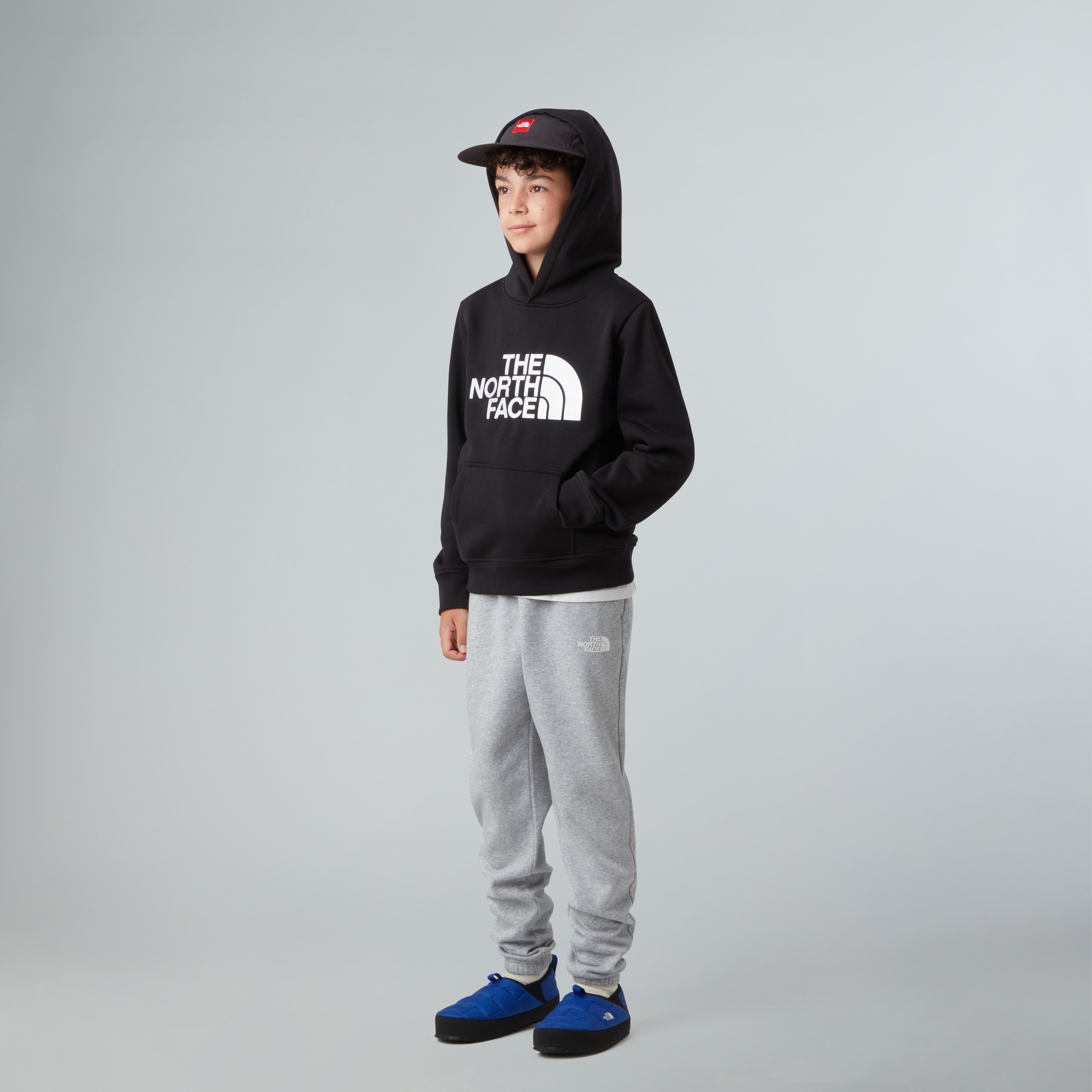 Felpa con Cappuccio "Drew Peak" nera con Logo bianco Ricamato