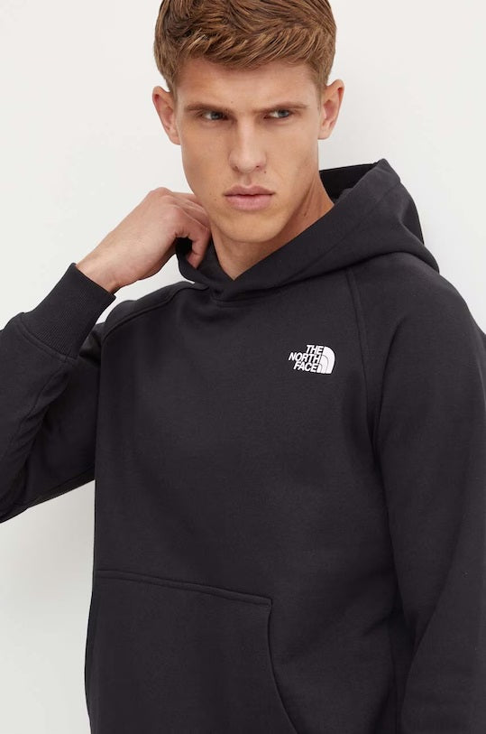Felpa con cappuccio "NSE Box" nera da uomo con maniche raglan