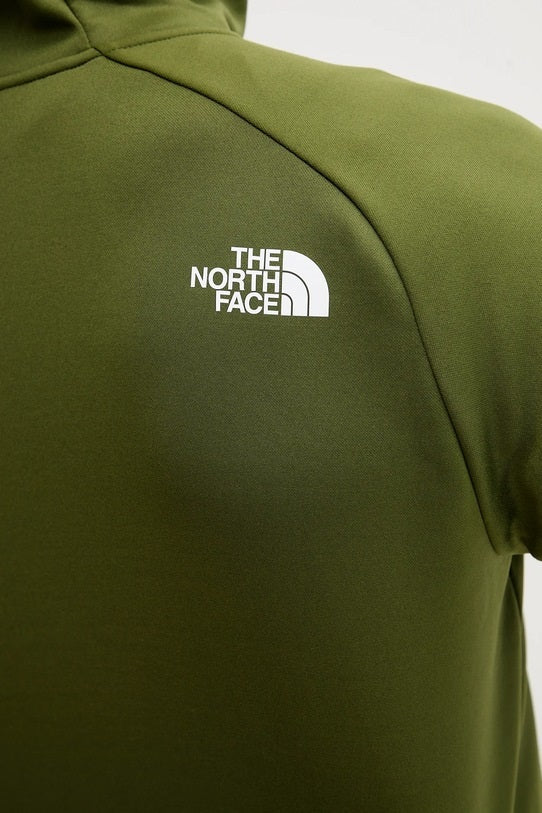 Felpa da trekking verde "Reaxion" con cappuccio e zip in fleece riciclato