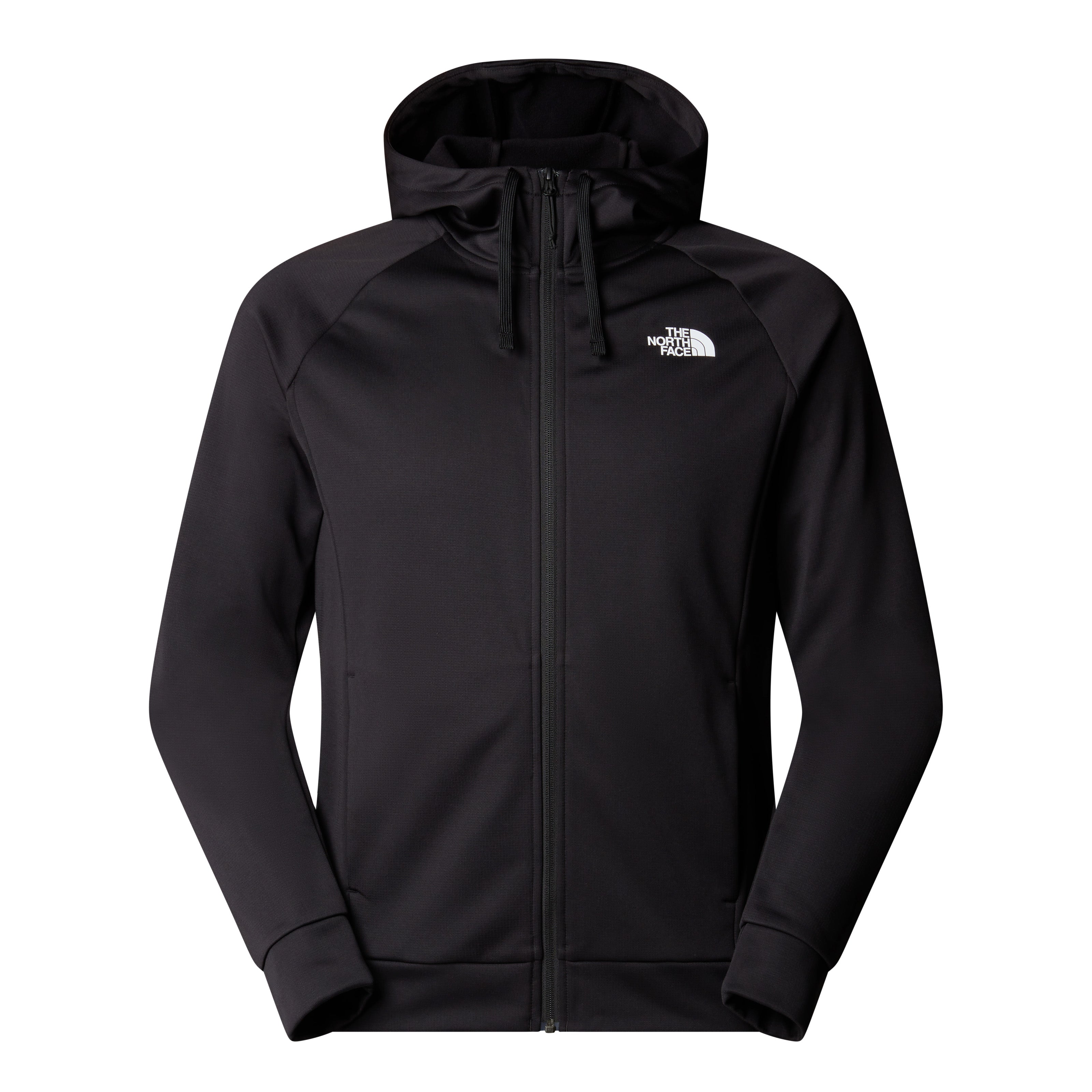 Felpa con cappuccio e zip "Reaxion 2.0" nera in fleece spazzolato