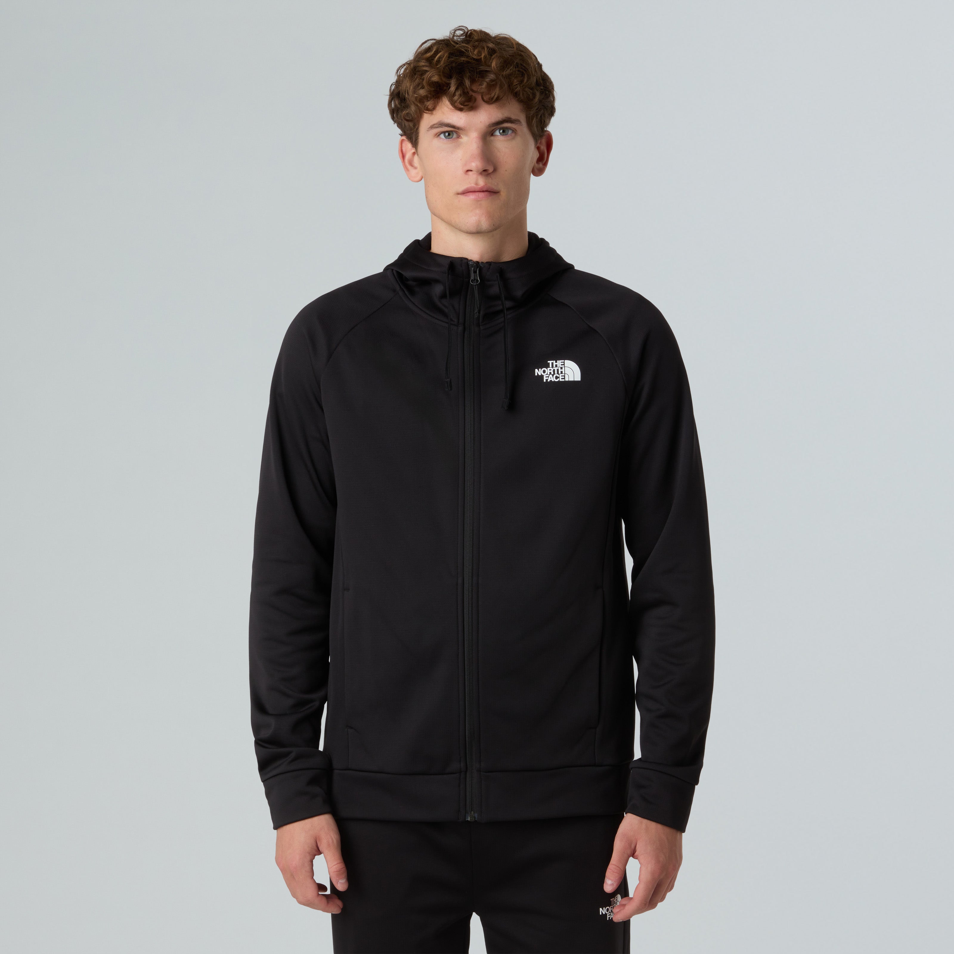 Felpa con cappuccio e zip "Reaxion 2.0" nera in fleece spazzolato
