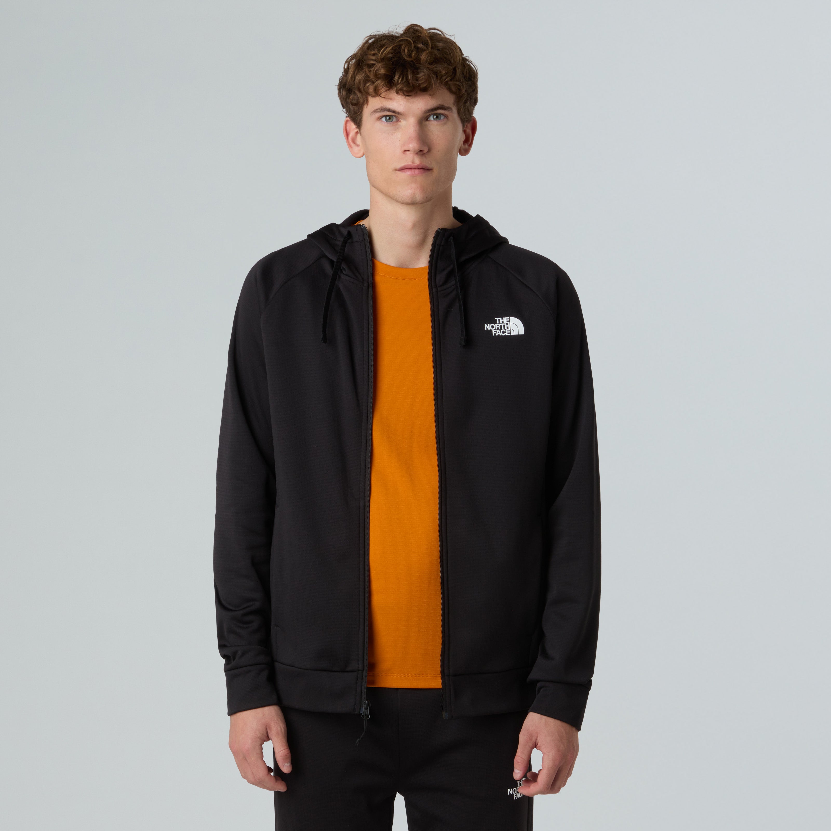 Felpa con cappuccio e zip "Reaxion 2.0" nera in fleece spazzolato