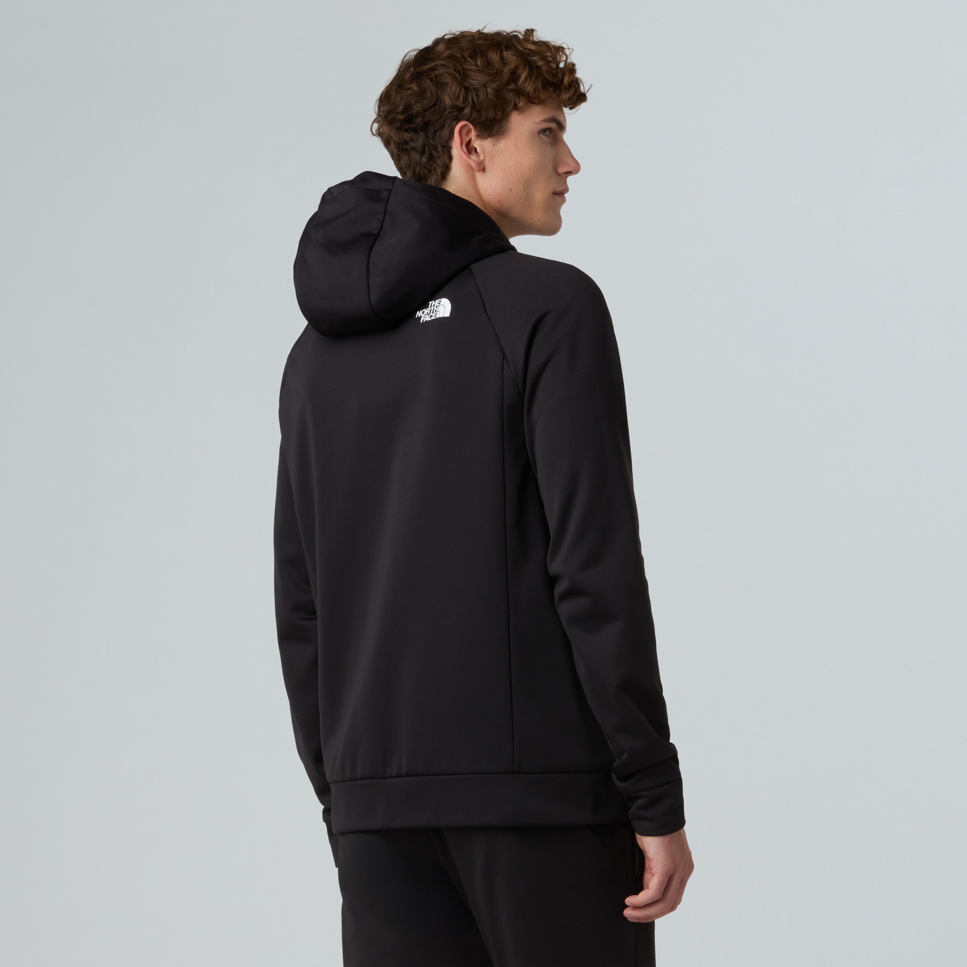 Felpa con cappuccio e zip "Reaxion 2.0" nera in fleece spazzolato