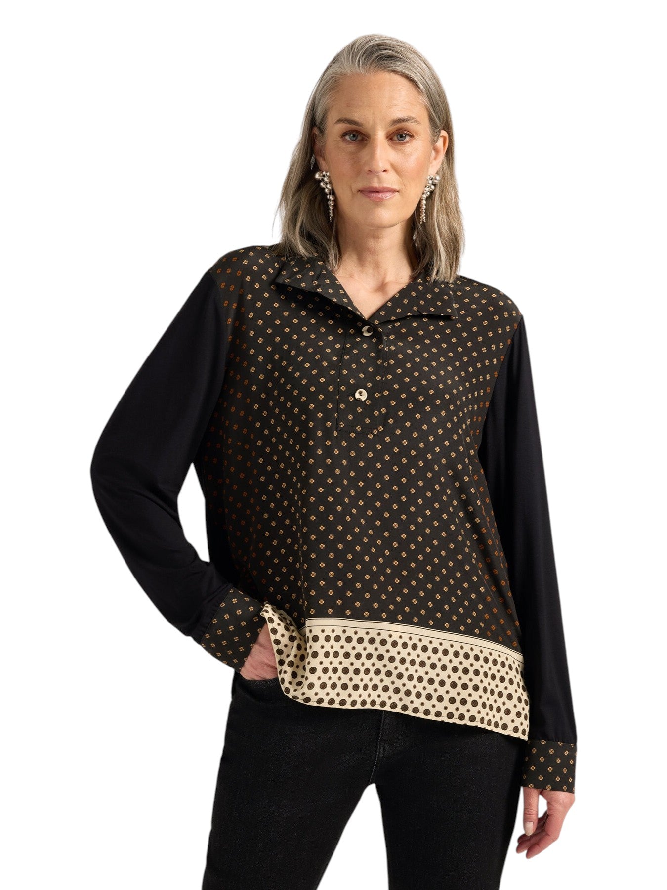 Polo Elena Mirò donna G051Z000702N033 bimateriale Nero