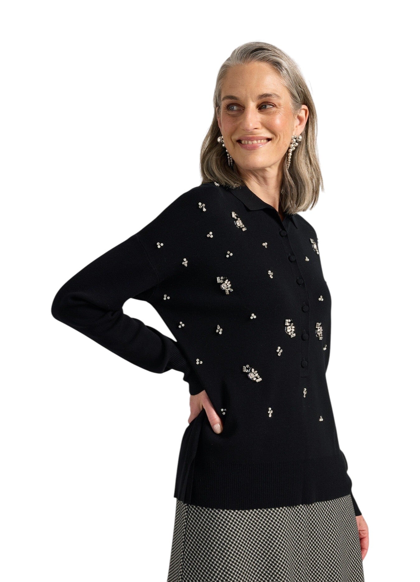 Maglia Elena Mirò donna M010Z000769N 033 ricamata a mano Nero