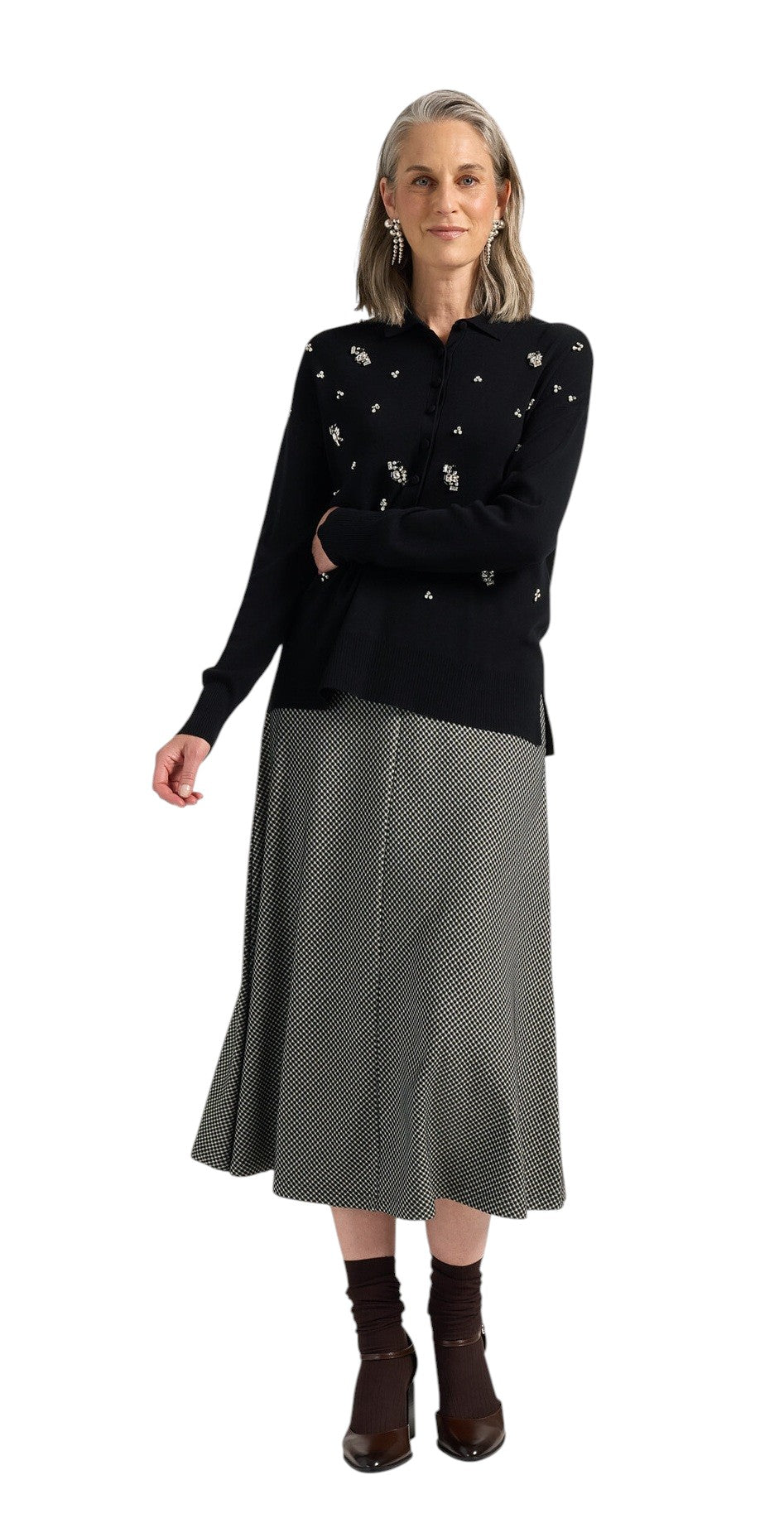Maglia Elena Mirò donna M010Z000769N 033 ricamata a mano Nero
