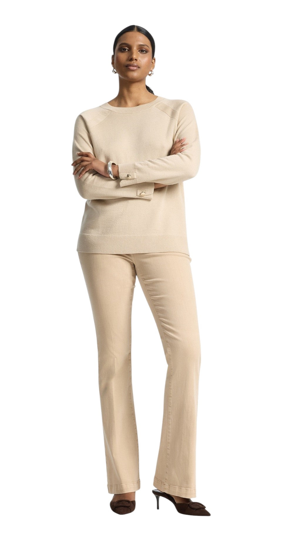 Maglia girocollo Elena Mirò donna M094Z000859N0A1 misto lana Beige