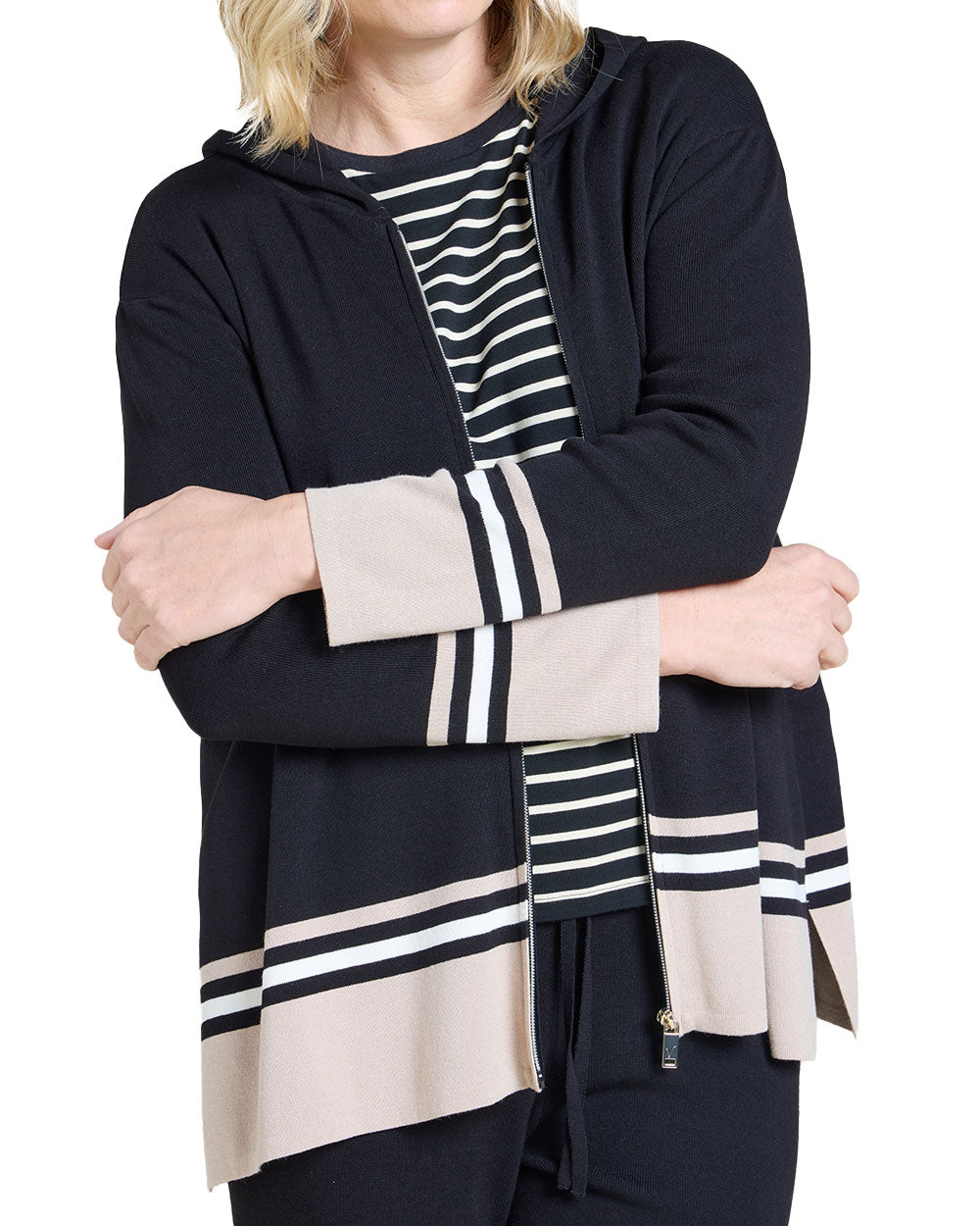 Cardigan Luisa Viola donna M155L008430N nero beige<BR/>