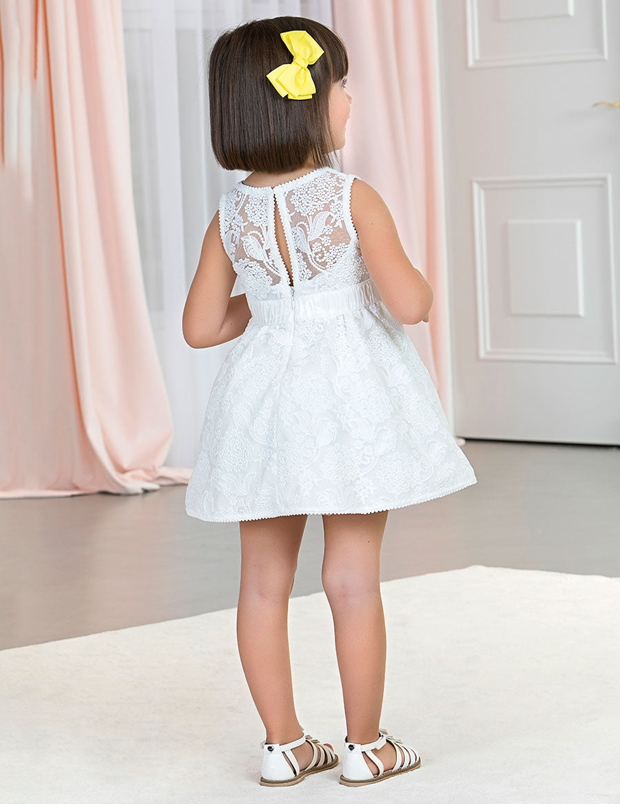 Abito Bambina Abel & Lula Bianco in Pizzo con Gonna Svasata