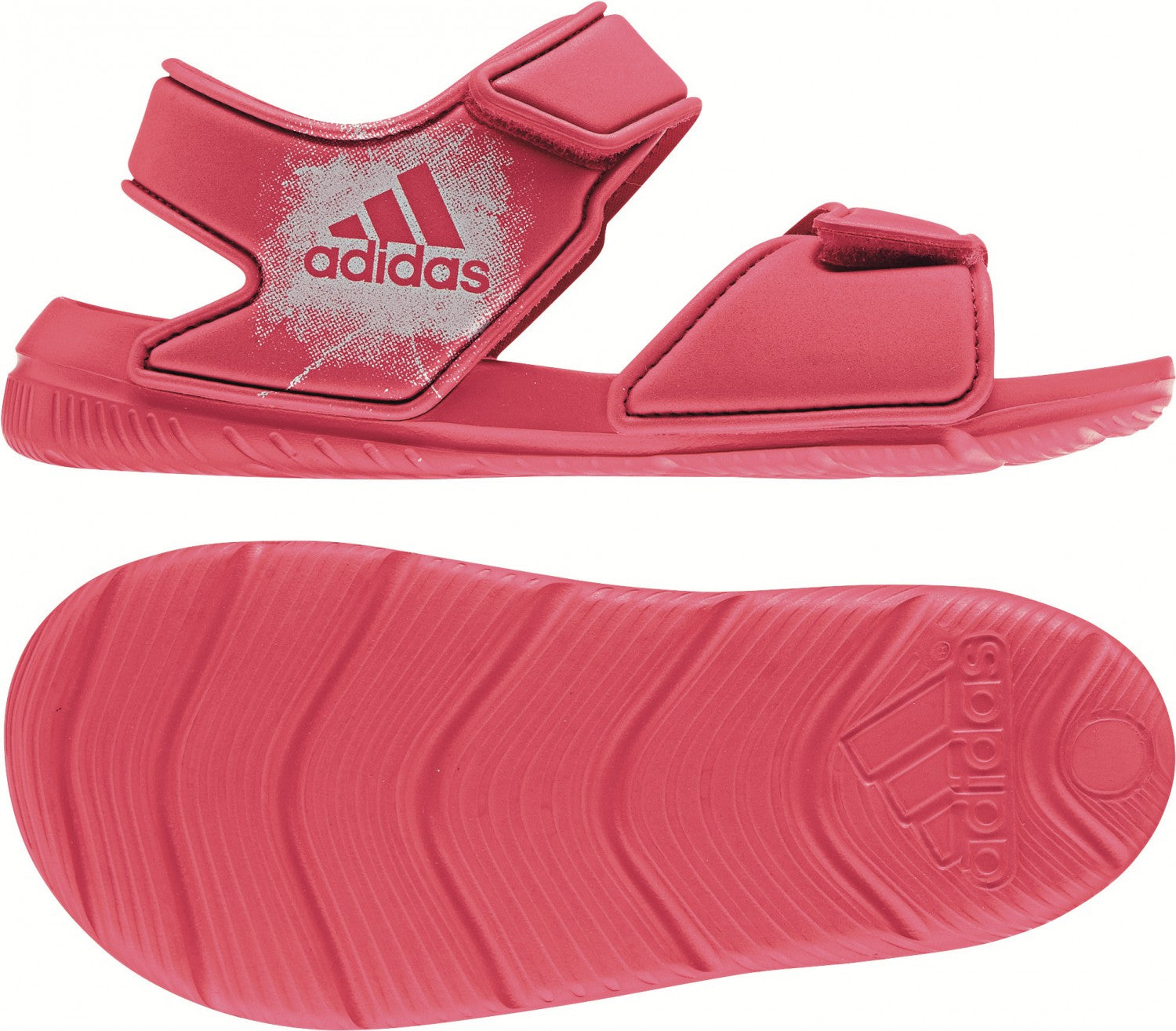 Sandalo Adidas Bambino rosso con Chiusura in Velcro e Logo Laterale
