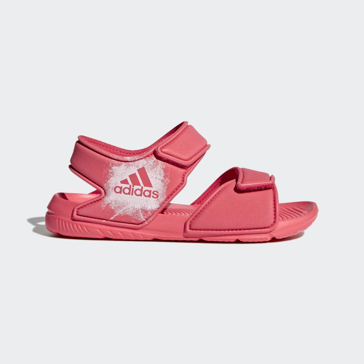 Sandalo Adidas Bambino rosso con Chiusura in Velcro e Logo Laterale