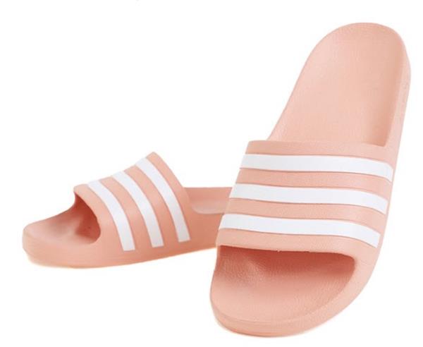 Ciabatte "Adilette Aqua" Adidas rosa da bambina con fasce bianche