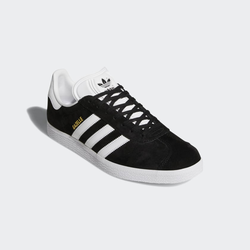Scarpa "Gazelle" Uomo Nera in Pelle Scamosciata con Dettagli Bianchi