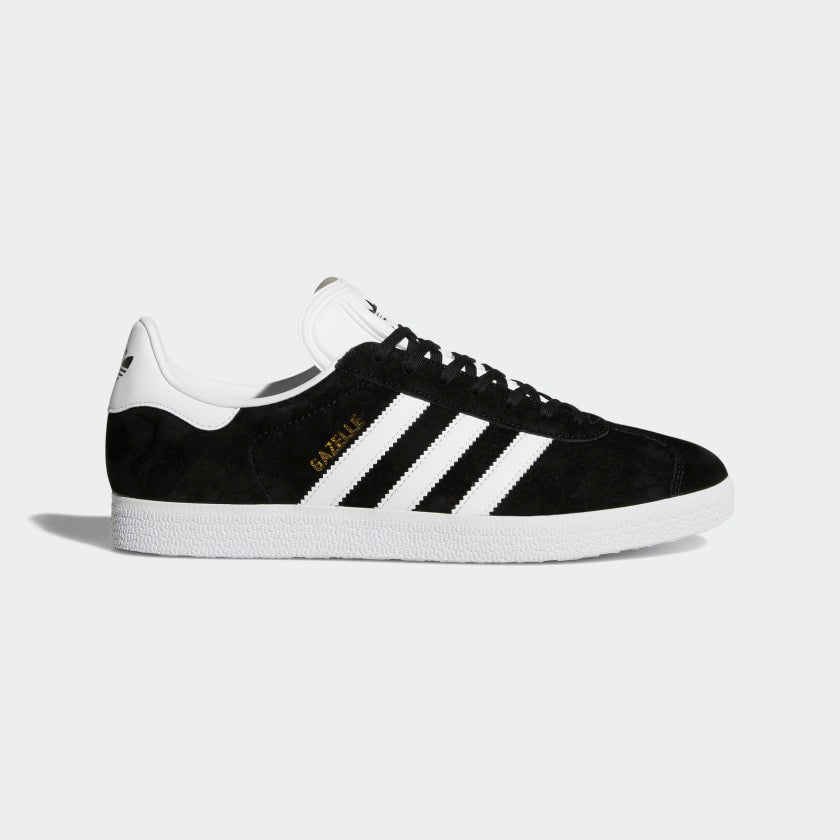 Scarpa "Gazelle" Uomo Nera in Pelle Scamosciata con Dettagli Bianchi