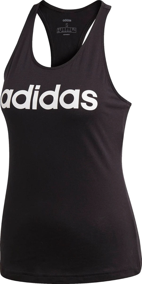 Canotta "Linear Loose" nera da donna con logo frontale Adidas