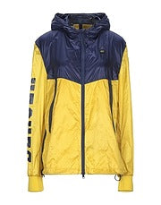 Giubbino Bimbo Giallo e Blu in Nylon con Cappuccio Removibile