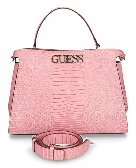 Borsa "Uptown Chic Croc Maxi" Rosa con Manico e Tracolla