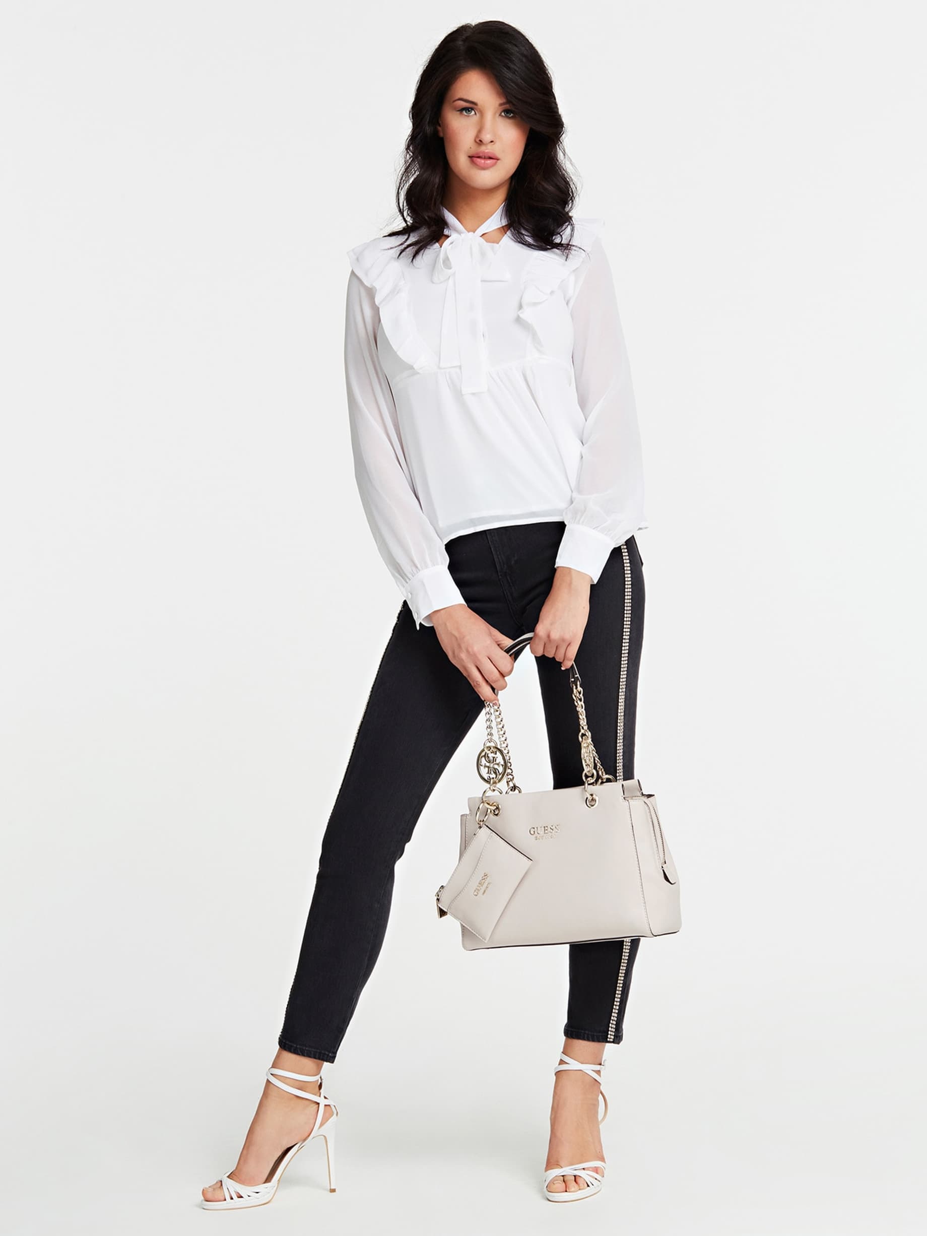 Borsa a spalla "Tara Hobo Bag" bianco Moonstone con Pochette