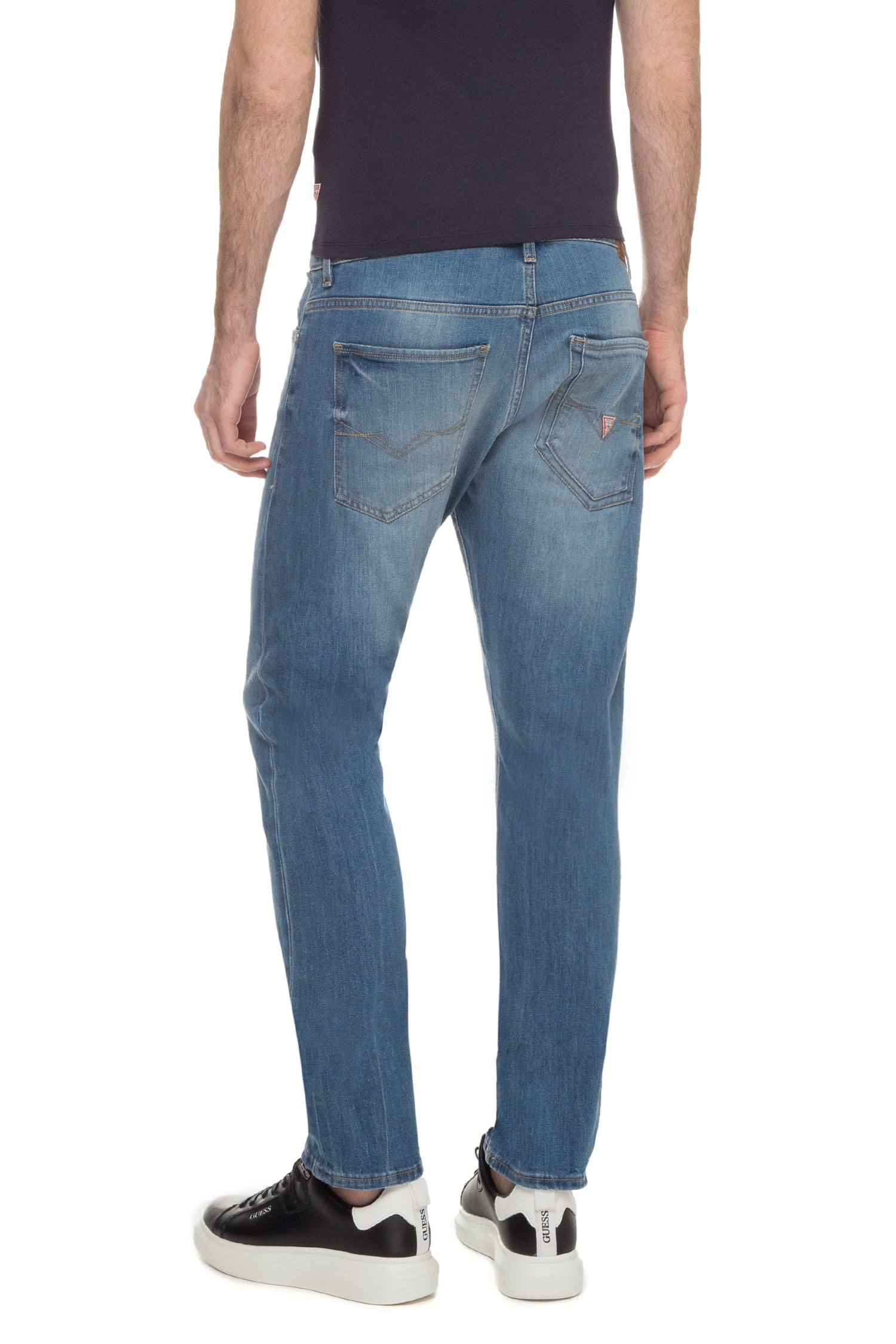 Jeans Guess Uomo in Denim Chiaro Regular Fit con Lavaggio Sfumato
