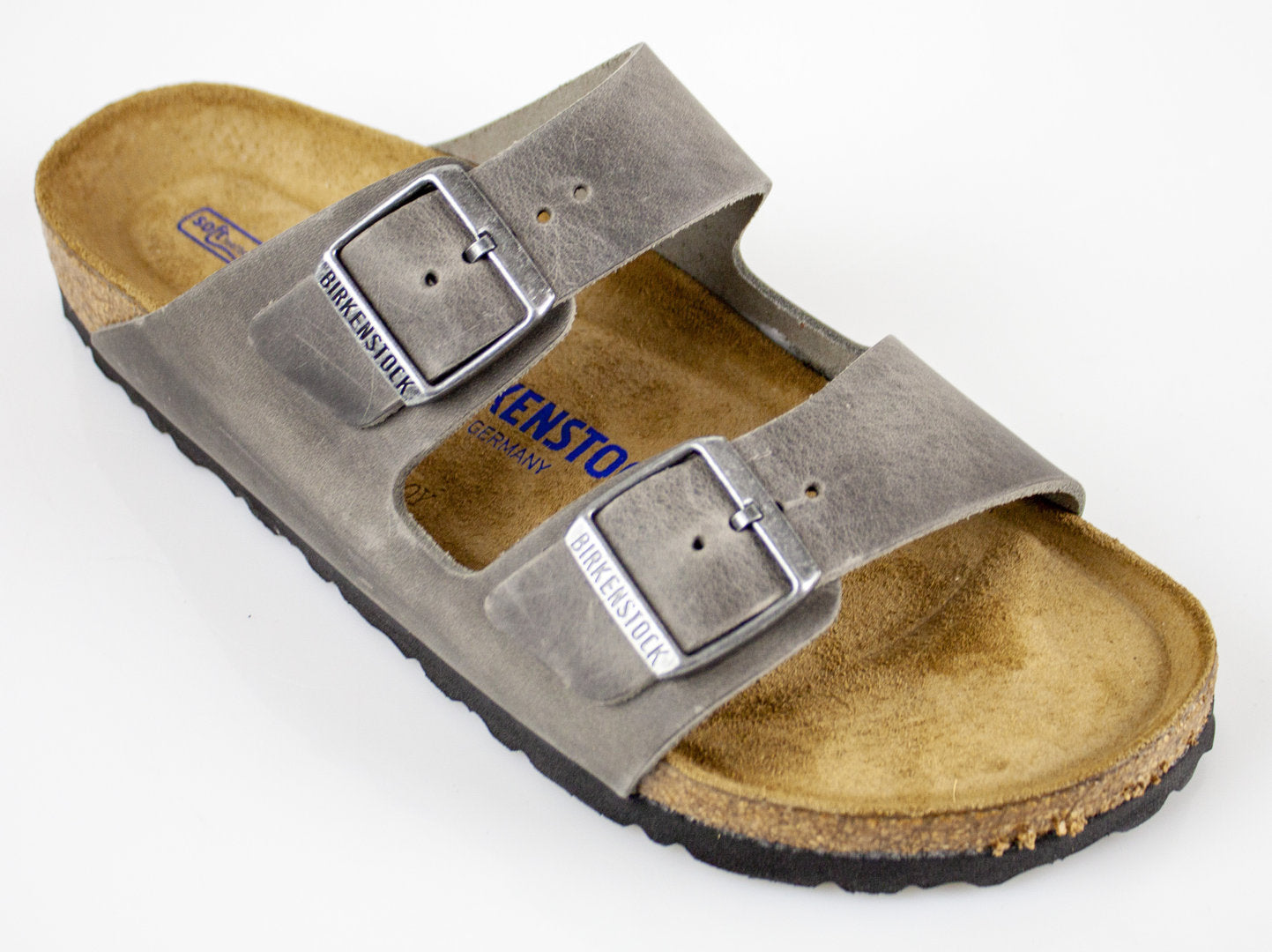 Sandali "Arizona" Uomo Grigio con Doppia Fascia in Pelle Scamosciata