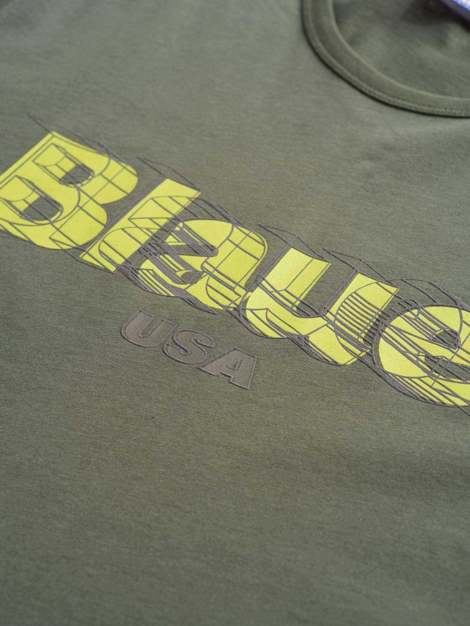 T-shirt "USA Logo" Verde con Stampa Frontale