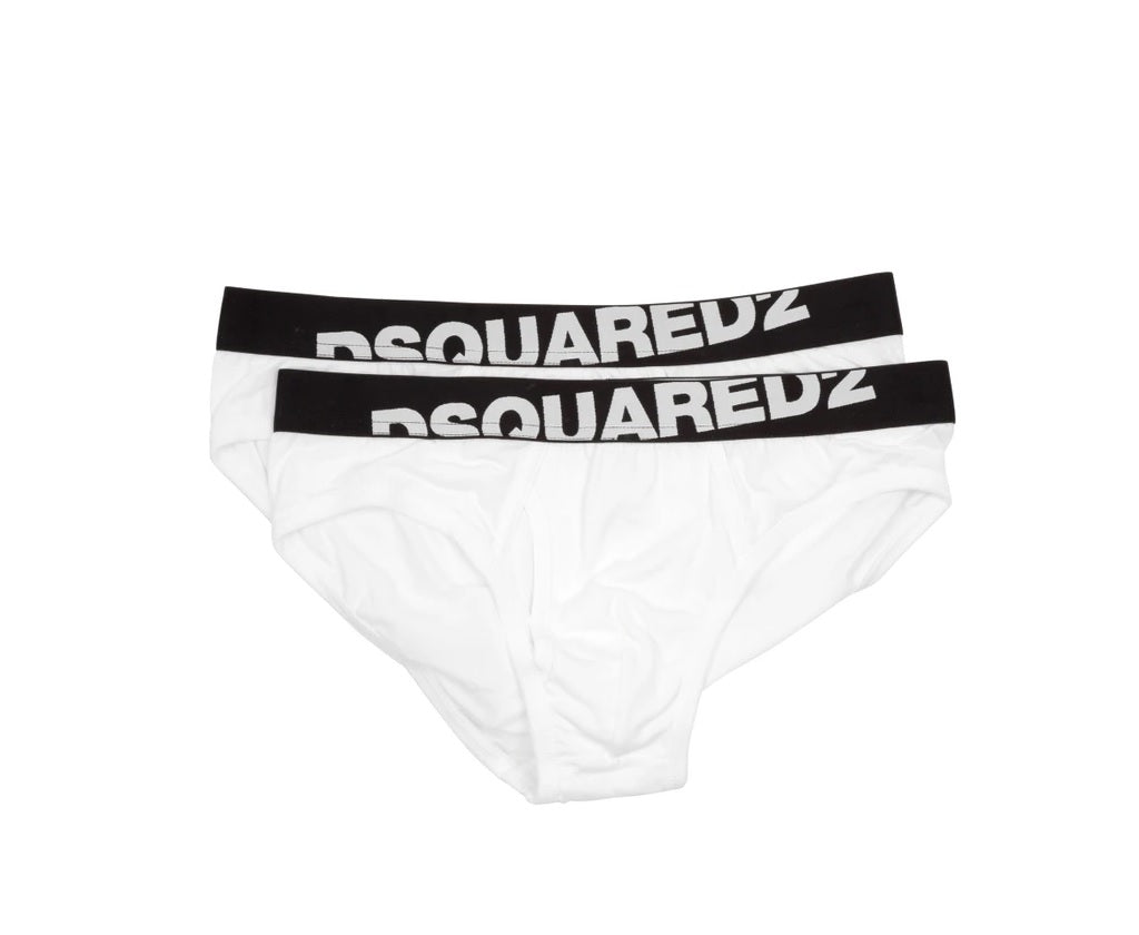 Set 2 Slip bianchi Dsquared2 da Uomo - Fascia Elastica nera con Logo