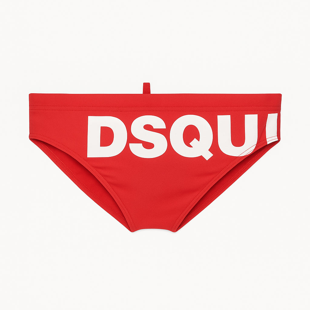Slip Mare rosso con Maxi Logo DSQUARED2 a Contrasto