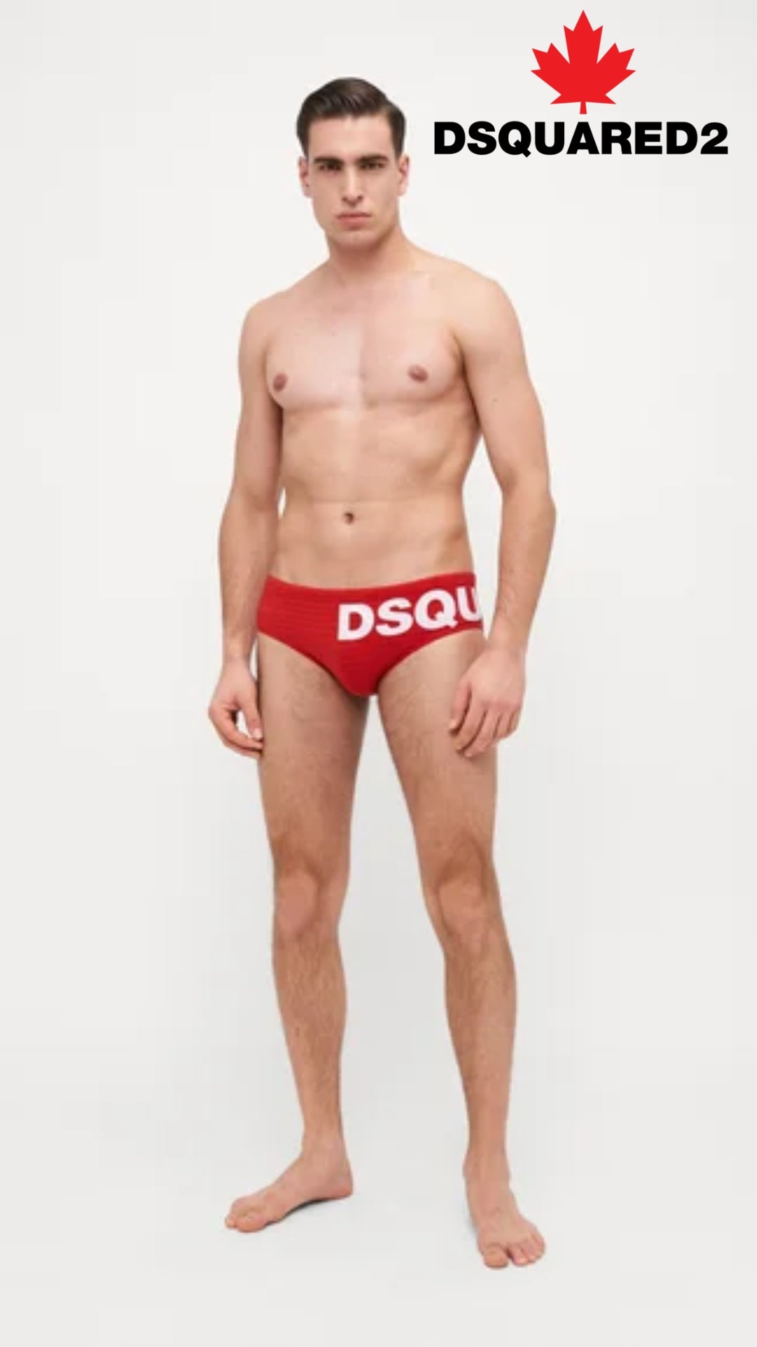 Slip Mare rosso con Maxi Logo DSQUARED2 a Contrasto