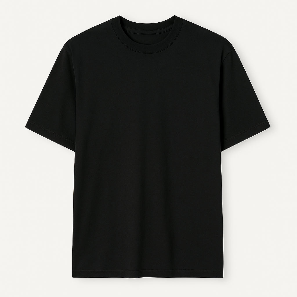 T-shirt Over Nera in Jersey Elasticizzato con Logo a Contrasto bianco
