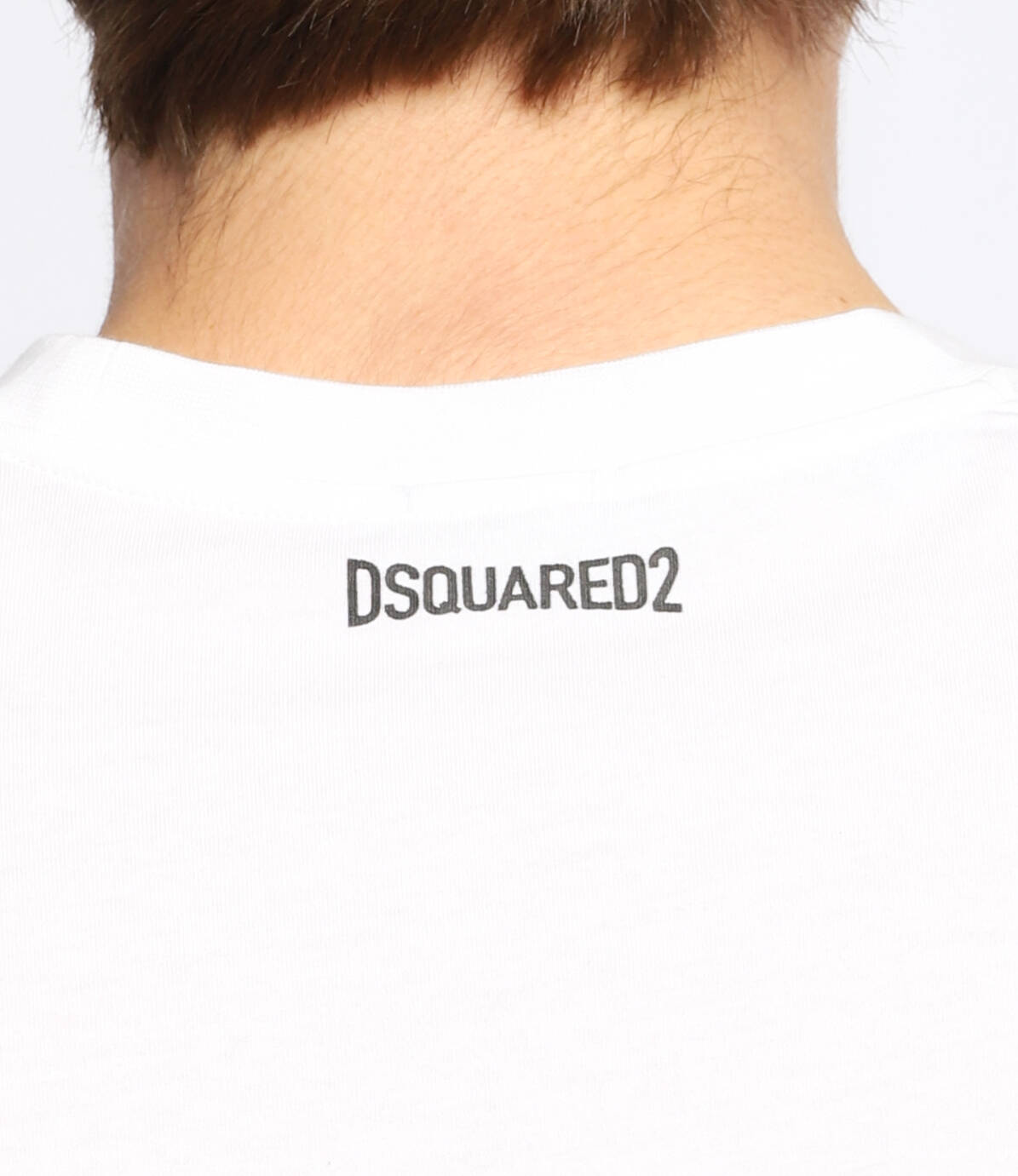 T-shirt Over bianca in Jersey Elasticizzato con Logo a Contrasto