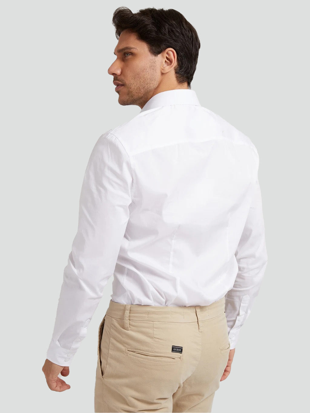 Camicia Slim Fit bianco in Cotone Stretch con Collo Classico