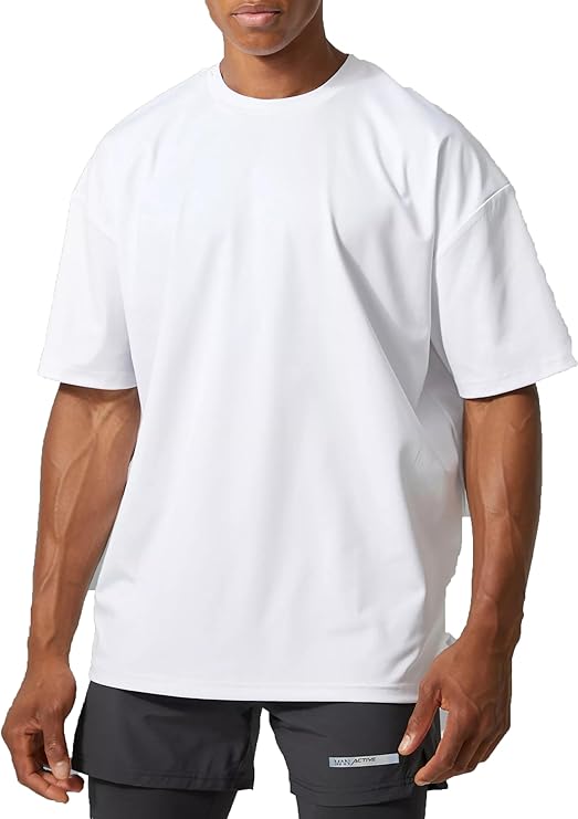 T-shirt Uomo Taglie Forti in Cotone bianco Oversize