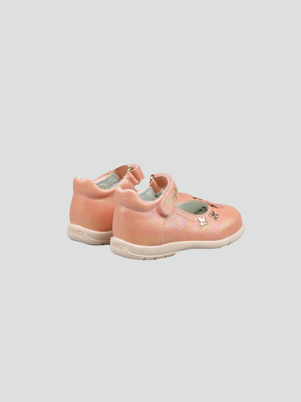 Ballerina rosa con dettagli floreali e chiusura a strappo