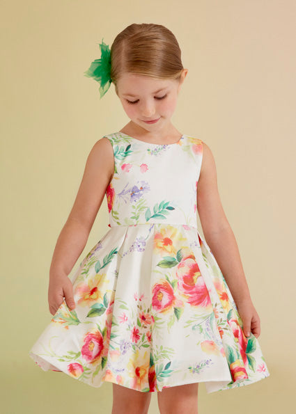 Abito Bambina Abel & Lula Avorio con Stampa Floreale Multicolor