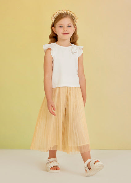 Pantalone Abel & Lula Oro Chiaro con Tulle Plissettato
