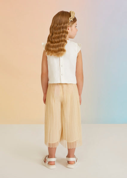 Pantalone Abel & Lula Oro Chiaro con Tulle Plissettato