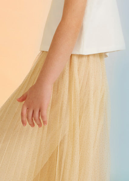 Pantalone Abel & Lula Oro Chiaro con Tulle Plissettato