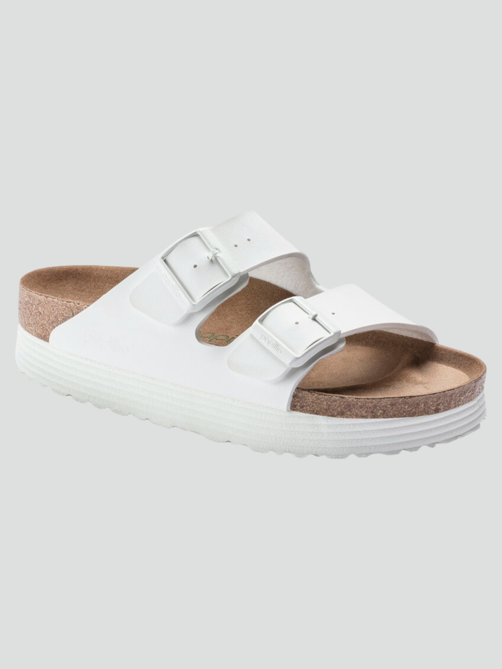 Sandali "Arizona Papillio" bianchi con Suola Platform e Doppia Fascia