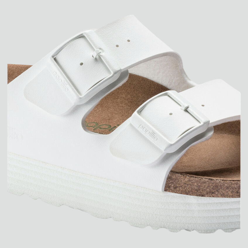 Sandali "Arizona Papillio" bianchi con Suola Platform e Doppia Fascia