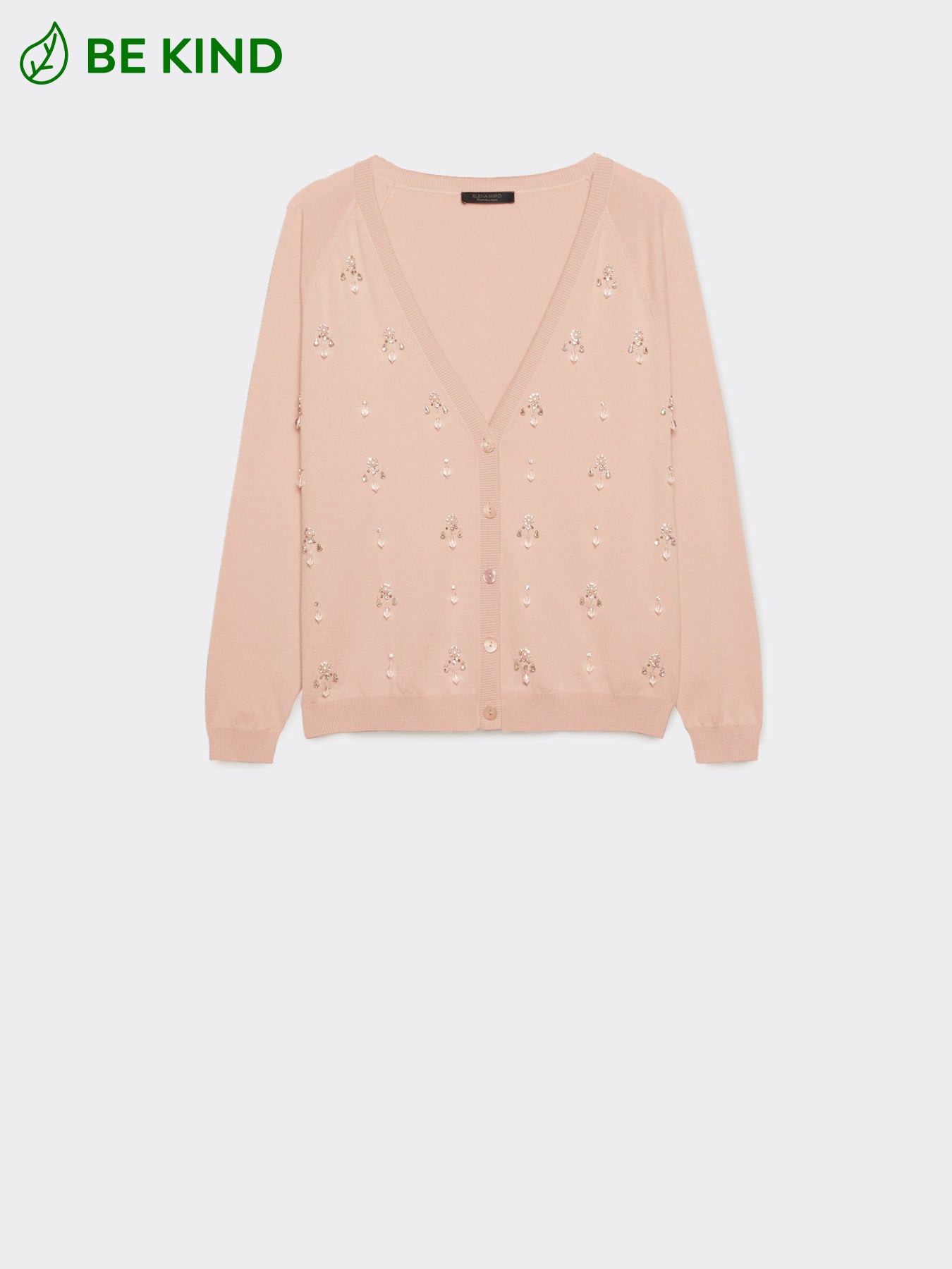 Cardigan Rosa in Viscosa EcoVero con Ricamo di Cristalli Pendenti