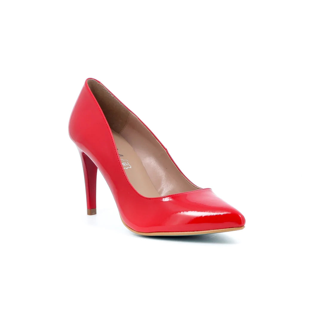 Décolleté "Giulia" Rosso Bermellon con Tacco 8 cm a Punta Sfilata