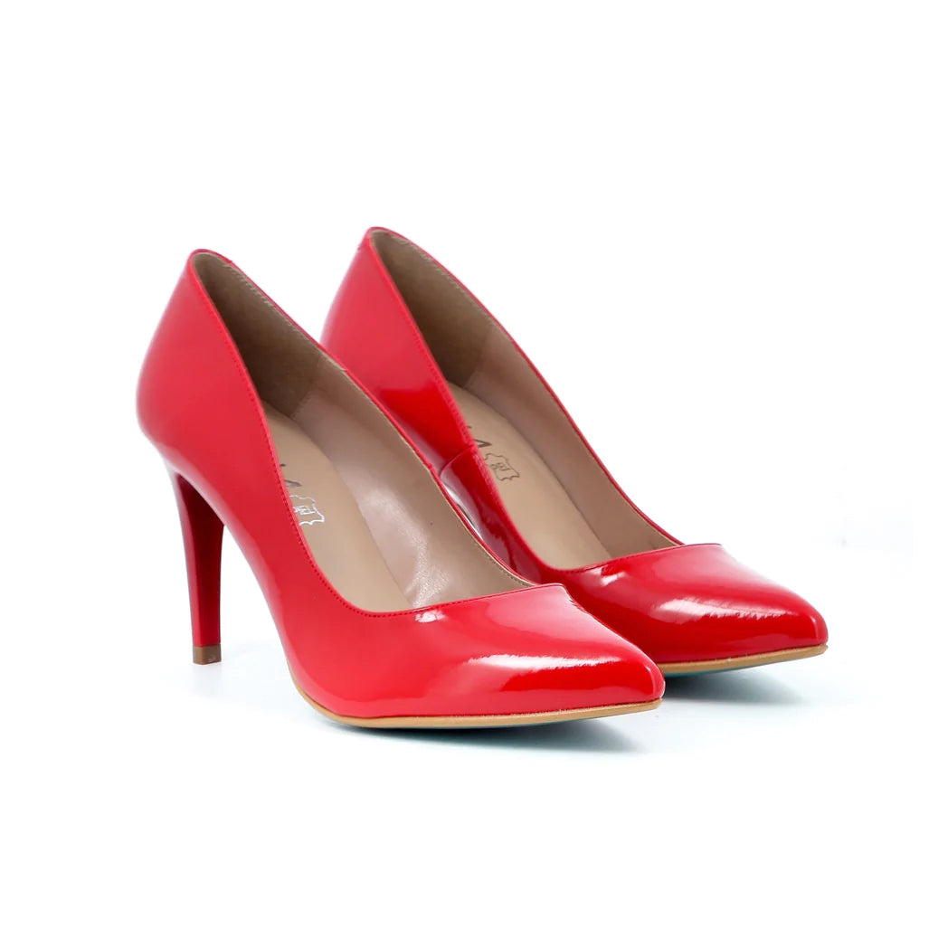 Décolleté "Giulia" Rosso Bermellon con Tacco 8 cm a Punta Sfilata