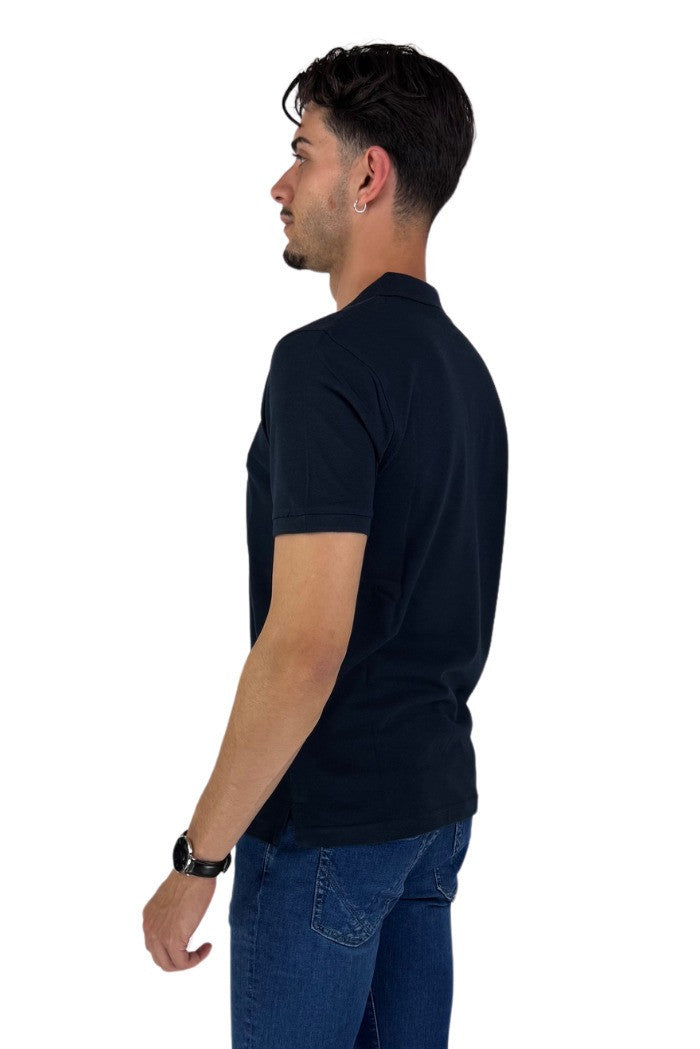 Polo Blu in Piquet di Cotone con Colletto Classico